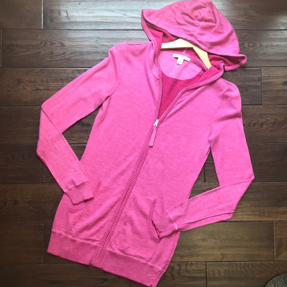 Banana Republic knit hooded zip up sweater pink - Picture 3 of 9